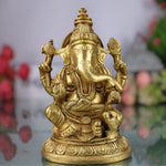 Handcrafted Brass Ganesha Idol | Vinayaka Ganpati Murti for Pooja, Home & Office Decor | Peetal Ekadanta Statue | Vighnaharta Ganapati Showpiece by Bhunes