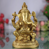 Handcrafted Brass Ganesha Idol | Vinayaka Ganpati Murti for Pooja, Home & Office Decor | Peetal Ekadanta Statue | Vighnaharta Ganapati Showpiece by Bhunes