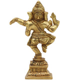 Brass Dancing Ganesha Idol | Nritya Ganapati Murti | Tandava Vinayaka Statue | Pittal Nartana Ganapathi for Home Temple & Vastu Decor,Gold, 4 Inch, 1 Piece