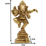 Brass Dancing Ganesha Idol | Nritya Ganapati Murti | Tandava Vinayaka Statue | Pittal Nartana Ganapathi for Home Temple & Vastu Decor,Gold, 4 Inch, 1 Piece