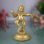 Handcrafted Brass Ladoo Gopal Krishna Idol – Gopala Murti, Govinda, Keshava, Radha Krishna Statue for Pooja Room, Home, Temple & Office Decor