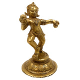 Handcrafted Brass Ladoo Gopal Krishna Idol – Gopala Murti, Govinda, Keshava, Radha Krishna Statue for Pooja Room, Home, Temple & Office Decor,Gold, 6 Inch, 1 Piece