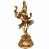 Brass Ardhanarishvara Idol, Shiv Parvati Combined Avatar Statue, Divine Religious Murti, Spiritual Home Decor, Pooja Room Statue, 12 Inch, Gold, 1 Piece