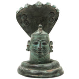 Brass Shiva Lingam with Naga Aura | Handmade Shivling Idol | Shivalingam Jyotirlinga Mahalingam Banalinga Murti for Home Temple & Puja,Green, 10 Inch, 1 Piece