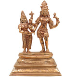 Handcrafted Panchaloha Bronze Shiva Parvathi Idol – Uma Maheshwara Gauri Shankar Ardhanarishvara Shiv Shakti Murti | Chola Art South Indian Temple Sculpture,Gold, 10.5 Inch, 1 Piece