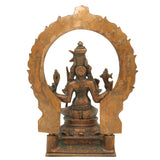 Handcrafted Panchaloha Rajarajeshwari Devi Bronze Idol – Lalitha Tripurasundari Chola Art Temple Sculpture,Brown, 7 Inch, 1 Piece