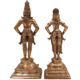 Handcrafted Bronze Panchaloha Vitthal Rukmini Idol | Vithoba Panduranga Rakhumai Murti | Panchadhatu Vitthal Statue for Home Temple & Pooja,Gold, 12.5 Inch, 1 Piece