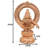 Handmade Panchaloha Ayyappa Swamy Idol with Prabhavali – Bronze Hariharanandan | Kanchu Dharma Shasta Murti for Home & Temple Decor,Gold, 8 Inch, 1 Piece