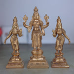 Bronze Handmade Panchaloha Vishnu Sri Devi Bhudevi Idol