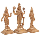 BronzeHandmade Panchaloha Vishnu Sri Devi Bhudevi Idol | Traditional South Indian Lakshmi Bhudevi Murti for Temple & Home Pooja,Gold, 6.5 Inch, 1 Piece