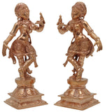 Bronze Apsara Idol, Chola Art Divine Dancer, Panchaloha Apsarini Statue, Handcrafted South Indian Celestial Nymph Sculpture, Gold, 5.5 Inch, 1 Piece