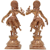 Bronze Apsara Idol, Chola Art Divine Dancer, Panchaloha Apsarini Statue, Handcrafted South Indian Celestial Nymph Sculpture, Gold, 5.5 Inch, 1 Piece