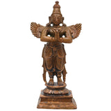 Bronze Garuda Idol, Garudan Vahana Murti, Chola Handcrafted Traditional Statue for Pooja, Home Decor & Gifting, Brown, 4 Inch, 1 Piece