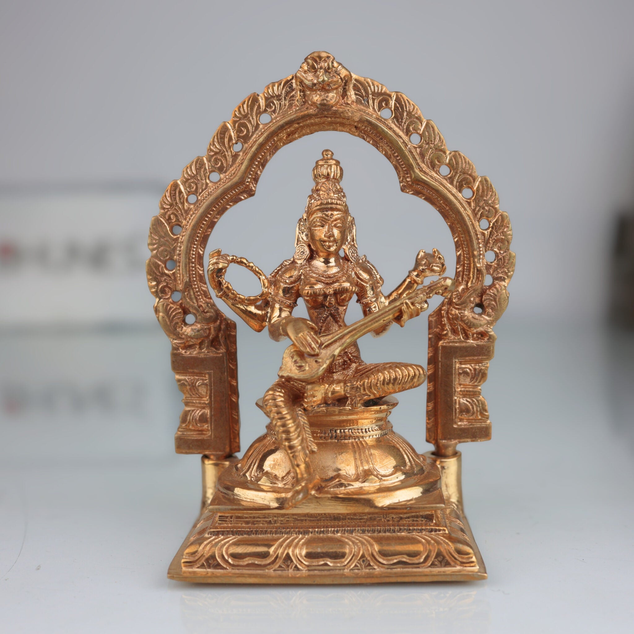 Handmade Panchaloha Bronze Saraswati Idol