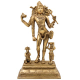 Brass Shiva Idol, Bhikshatana Mahadev Murti, Traditional Peetal Bholenath Statue, Antique Shankara Pital Murti for Home Temple Décor, Gold, 12 Inch, 1 Piece
