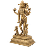 Brass Shiva Idol, Bhikshatana Mahadev Murti, Traditional Peetal Bholenath Statue, Antique Shankara Pital Murti for Home Temple Décor, Gold, 12 Inch, 1 Piece