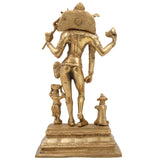 Brass Shiva Idol, Bhikshatana Mahadev Murti, Traditional Peetal Bholenath Statue, Antique Shankara Pital Murti for Home Temple Décor, Gold, 12 Inch, 1 Piece