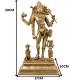 Brass Shiva Idol, Bhikshatana Mahadev Murti, Traditional Peetal Bholenath Statue, Antique Shankara Pital Murti for Home Temple Décor, Gold, 12 Inch, 1 Piece