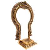 Brass Deity Stand with Prabhavali and Chowki – Handcrafted Pooja Peeth, Singhasan Bajot for Mandir, Temple Platform for Idol, Gold, 11 Inch, 1 Piece