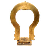 Brass Deity Stand with Prabhavali and Chowki – Handcrafted Pooja Peeth, Singhasan Bajot for Mandir, Temple Platform for Idol, Gold, 11 Inch, 1 Piece