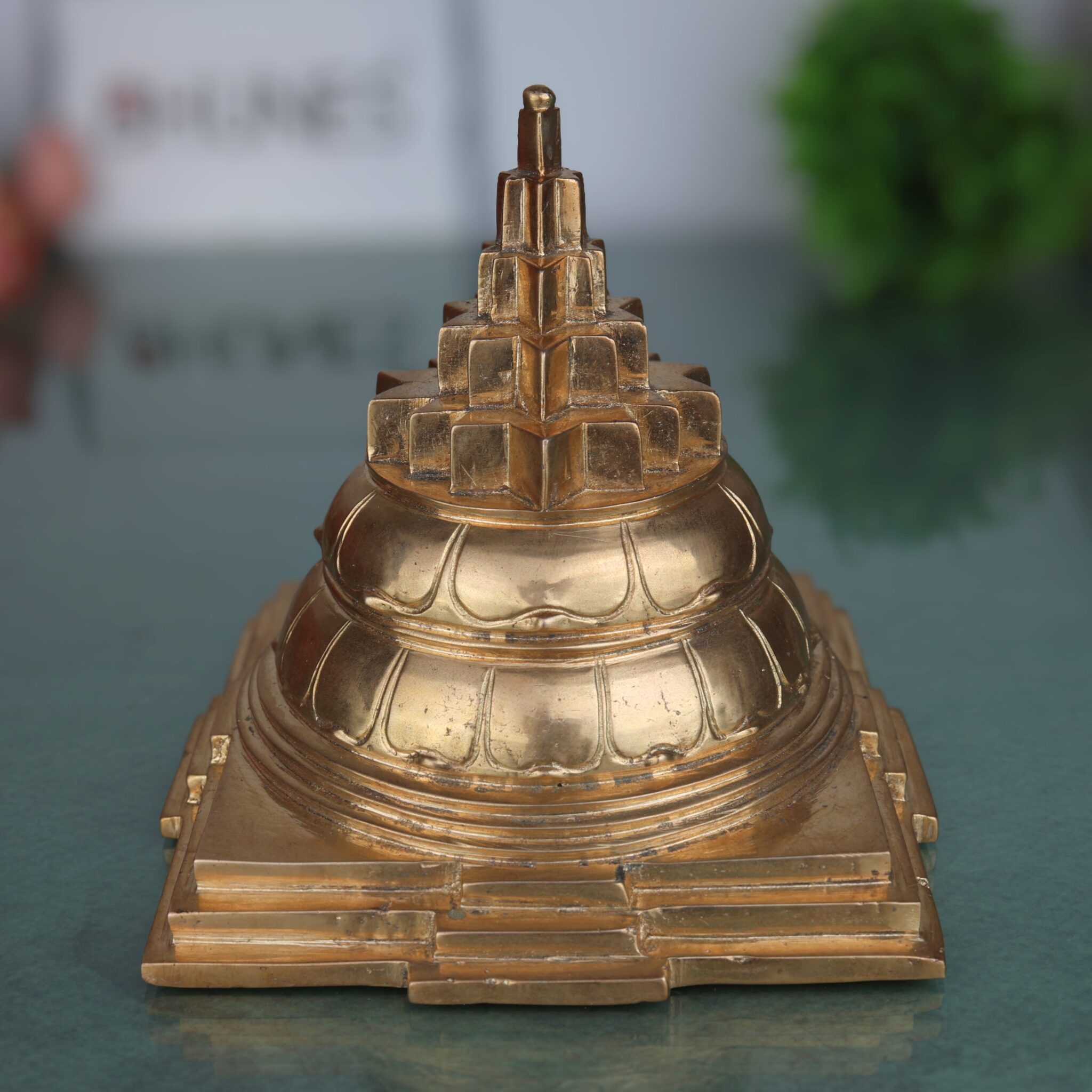 Handmade Bronze Panchaloha Shri Yantra Idol | Traditional Vastu Yantra for Prosperity, Wealth & Spiritual Balance | Sri Chakra Sculpture