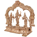 Handmade Panchaloha Bronze Rama Darbar Idol – Lord Rama Sita Laxman Statue with Peetam & Prabhavali, Traditional South Indian Ram Darbar Murti for Pooja & Home Temple,Gold, 9.5 Inch, 1 Piece