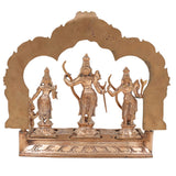 Handmade Panchaloha Bronze Rama Darbar Idol – Lord Rama Sita Laxman Statue with Peetam & Prabhavali, Traditional South Indian Ram Darbar Murti for Pooja & Home Temple,Gold, 9.5 Inch, 1 Piece