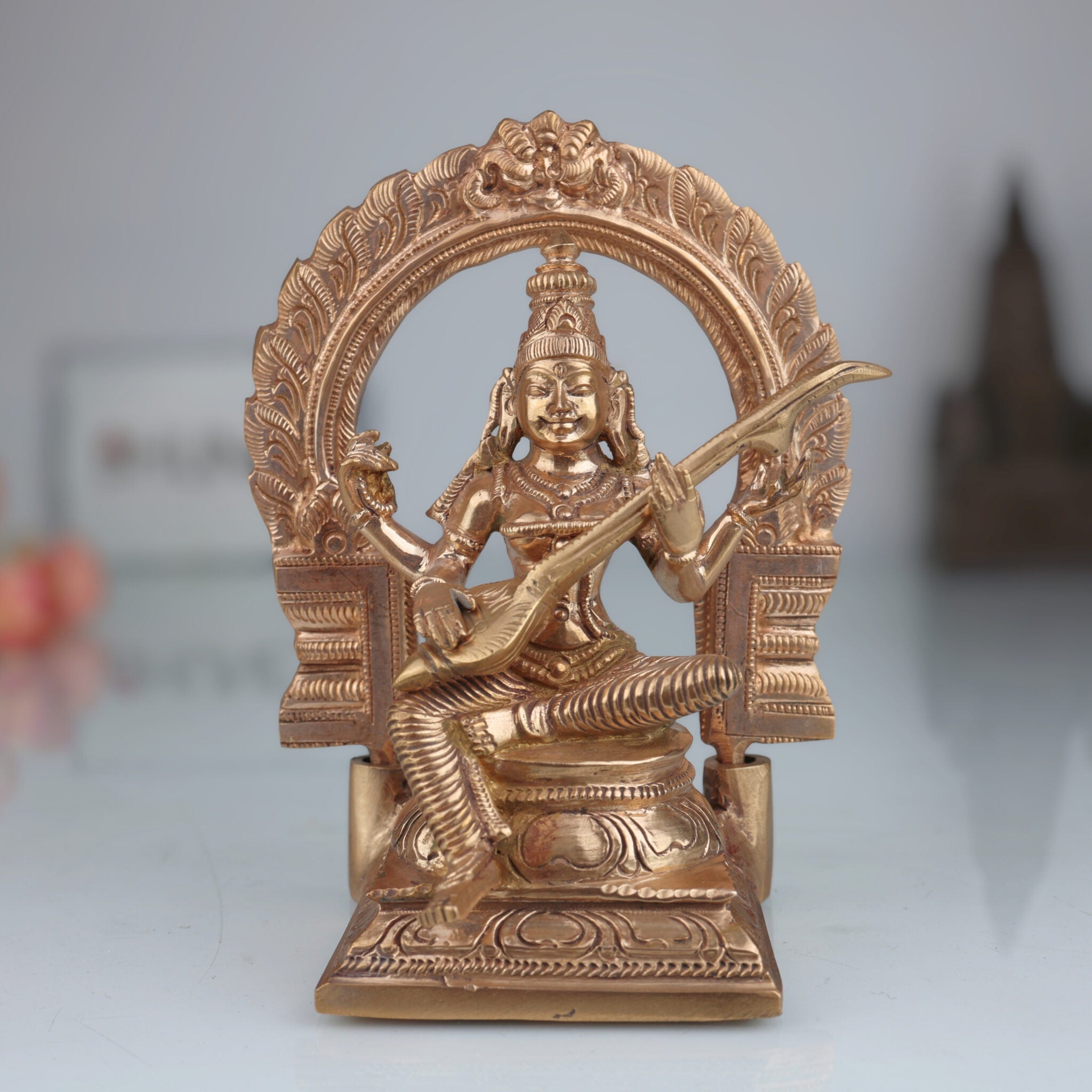 Handcrafted Panchaloha Bronze Saraswati Idol