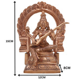Handcrafted Panchaloha Bronze Saraswati Idol | Traditional Saraswati Murti, Goddess of Knowledge, Veena Saraswati Statue for Puja & Home Decor,Gold, 6 Inch, 1 Piece