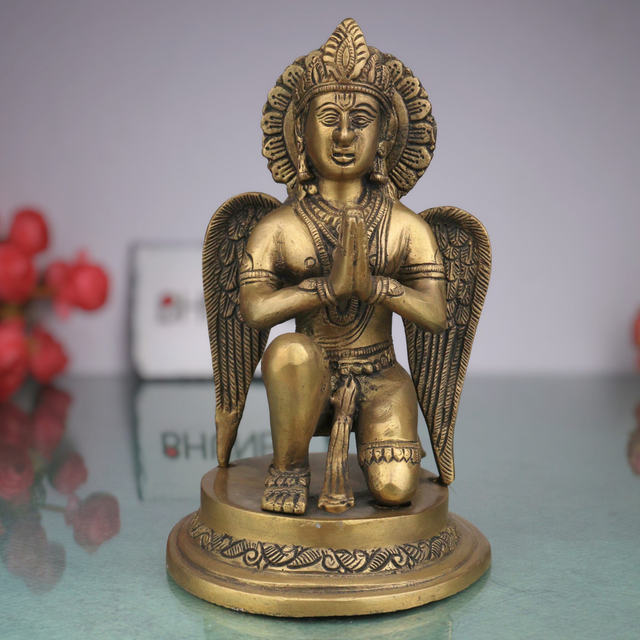 Brass Garuda Deva Idol | Vishnu Vahana Suparna Murti | Pital Garuda Swamy Statue for Home Temple & Pooja Decor