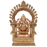 Handcrafted Panchaloha Ganesha Idol | Bronze Vinayaka Ganapati Murti | Chola Art Kanchu Ganesh Statue for Home Temple & Gift,Gold, 13 Inch, 1 Piece