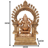 Handcrafted Panchaloha Ganesha Idol | Bronze Vinayaka Ganapati Murti | Chola Art Kanchu Ganesh Statue for Home Temple & Gift,Gold, 13 Inch, 1 Piece