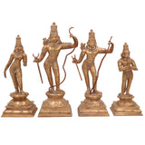 Handcrafted Bronze Panchaloha Rama Darbar Idol Set | Lord Rama Sita Laxman Hanuman Murti | Traditional South Indian Temple Sculpture,Gold, 10 Inch, 1 Piece