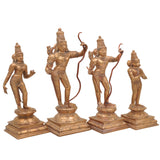 Handcrafted Bronze Panchaloha Rama Darbar Idol Set | Lord Rama Sita Laxman Hanuman Murti | Traditional South Indian Temple Sculpture,Gold, 10 Inch, 1 Piece