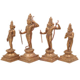 Handcrafted Bronze Panchaloha Rama Darbar Idol Set | Lord Rama Sita Laxman Hanuman Murti | Traditional South Indian Temple Sculpture,Gold, 10 Inch, 1 Piece