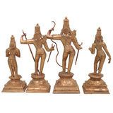 Handcrafted Bronze Panchaloha Rama Darbar Idol Set | Lord Rama Sita Laxman Hanuman Murti | Traditional South Indian Temple Sculpture,Gold, 10 Inch, 1 Piece