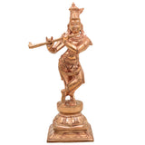Handmade Panchaloha Bronze Krishna Idol – Lord Krishna Murti Gopal Govinda Kanha Statue for Temple, Home Decor & Gift,Gold, 10.5 Inch, 1 Piece