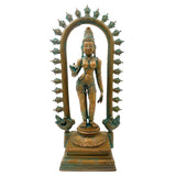 Handcrafted Bronze Goddess Parvati Idol, Panchadhatu Adi Parashakti Silai, Parvati Murti for Pooja, Home Decor, Bhoga Shakti Sculpture, Brown, 15 Inch, 1 Piece