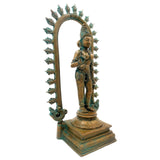 Handcrafted Bronze Goddess Parvati Idol, Panchadhatu Adi Parashakti Silai, Parvati Murti for Pooja, Home Decor, Bhoga Shakti Sculpture, Brown, 15 Inch, 1 Piece