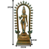 Handcrafted Bronze Goddess Parvati Idol, Panchadhatu Adi Parashakti Silai, Parvati Murti for Pooja, Home Decor, Bhoga Shakti Sculpture, Brown, 15 Inch, 1 Piece