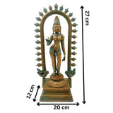 Handcrafted Bronze Goddess Parvati Idol, Panchadhatu Adi Parashakti Silai, Parvati Murti for Pooja, Home Decor, Bhoga Shakti Sculpture, Brown, 15 Inch, 1 Piece