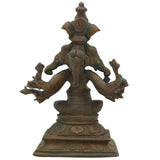 Handcrafted Panchamukha Ganapati Idol in Bronze Panchaloha, Panchamukhi Ganesha, Vinayaka, Pillaiyar, Vighneshvara Statue for Home Temple & Vastu Decor,Brown, 6 Inch, 1 Piece