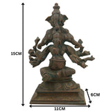 Handcrafted Panchamukha Ganapati Idol in Bronze Panchaloha, Panchamukhi Ganesha, Vinayaka, Pillaiyar, Vighneshvara Statue for Home Temple & Vastu Decor,Brown, 6 Inch, 1 Piece