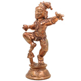 Handcrafted Bronze Bal Gopal Idol – Panchaloha Laddu Gopal, Natkhat Krishna, Makhan Chor, Nand Kishore, Banke Bihari, Chola Art South Indian Temple Statue, Brown, 7 Inch, 1 Piece