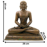 Handcrafted Bronze Panchaloha Mahavira Idol – Vardhamana Swami Jain Tirthankara Statue for Temple & Home Decor,Brown, 12 Inch, 1 Piece