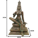 Handcrafted Bronze Parvati Idol | Panchaloha Gauri Uma Durga Mahadevi Statue | South Indian Chola Art Devi Murti for Puja & Décor,Brown, 9.5 Inch, 1 Piece