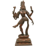 Bronze Ardhanarishvara Idol | Panchaloha Ardhanari Ishwara Shiva Parvati Murti | Handcrafted Chola Art Ardhanareeshwarar Sculpture, 13 Inch, Brown, 1 Piece