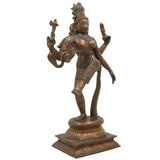 Bronze Ardhanarishvara Idol | Panchaloha Ardhanari Ishwara Shiva Parvati Murti | Handcrafted Chola Art Ardhanareeshwarar Sculpture, 13 Inch, Brown, 1 Piece