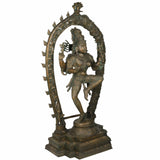 Bronze Big Ardhanarishvara Idol – Panchaloha Ardhanari Statue, Spiritual Shiva-Parvati Murti, 43 Inch, Brown, 1 Piece