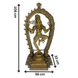 Bronze Big Ardhanarishvara Idol – Panchaloha Ardhanari Statue, Spiritual Shiva-Parvati Murti, 43 Inch, Brown, 1 Piece